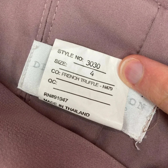 Dessy Collection Off the Shoulder Trumpet Bridesmaid Dress French Truffle Size 4 - Picture 5 of 6